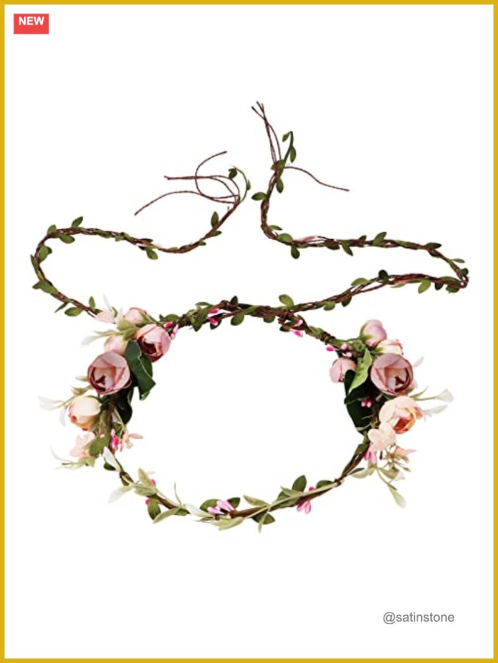 Floral Wreath Headband Fabric Rattan Adjustable Hair Accessory Wedding
